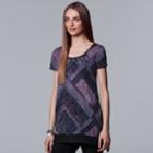 Women's Simply Vera Vera Wang Print Handkerchief-hem Tee, Size: Xl, Dark Red
