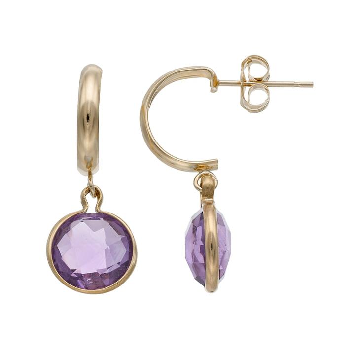 10k Gold Amethyst Semi-hoop Earrings, Women's, Purple