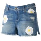 Women's Lc Lauren Conrad Embroidered Daisy Jean Shorts, Size: 14, Blue Other