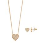 Dana Buchman Pave Heart Necklace & Stud Earring Set, Women's, Gold