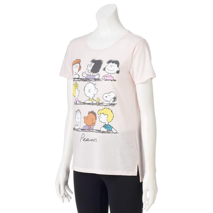 Juniors' Peanuts Characters High-low Graphic Tee, Girl's, Size: Small, Pink