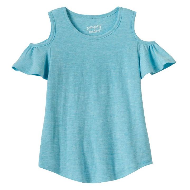 Girls 4-10 Jumping Beans&reg; Cold Shoulder Top, Girl's, Size: 6, Turquoise/blue (turq/aqua)