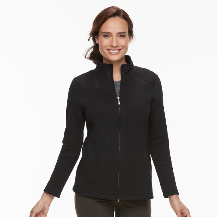 Petite Croft & Barrow&reg; Quilted Zip-up Jacket, Women's, Size: Xs Petite, Black
