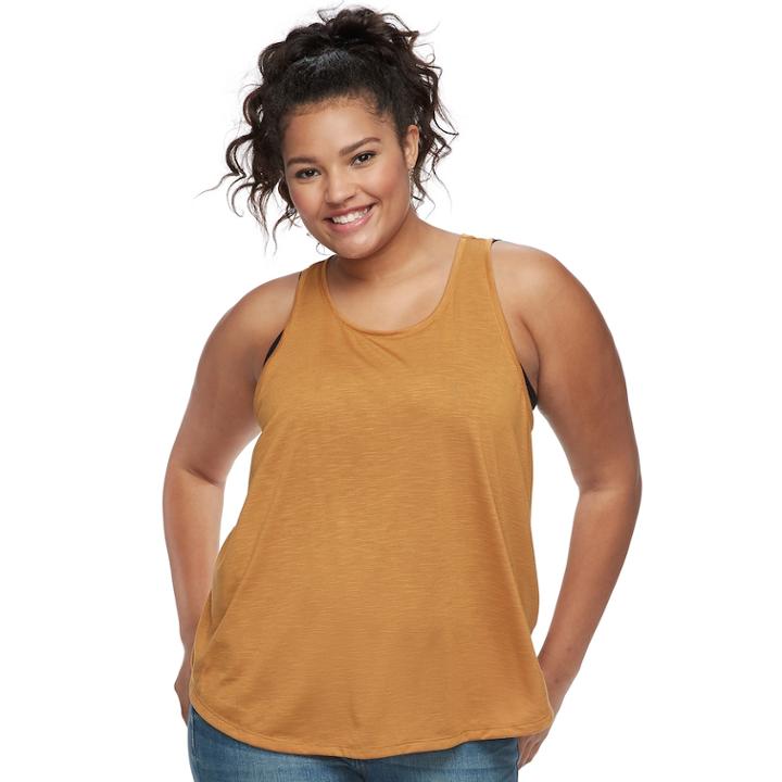 Juniors' Plus Size Mudd&reg; Slubbed Tank, Teens, Size: 2xl, Drk Orange