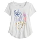 Girls 7-16 & Plus Size So&reg; Curve Hem Shiny Graphic Tee, Size: 12 1/2, White