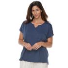 Plus Size Sonoma Goods For Life&trade; Mix & Match Pajamas: Notch Neck Tee, Women's, Size: 2xl, Blue