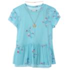 Girls 7-16 Speechless Tee & Embroidered Babydoll Tank Top Set With Necklace, Size: Large, Turquoise Pink