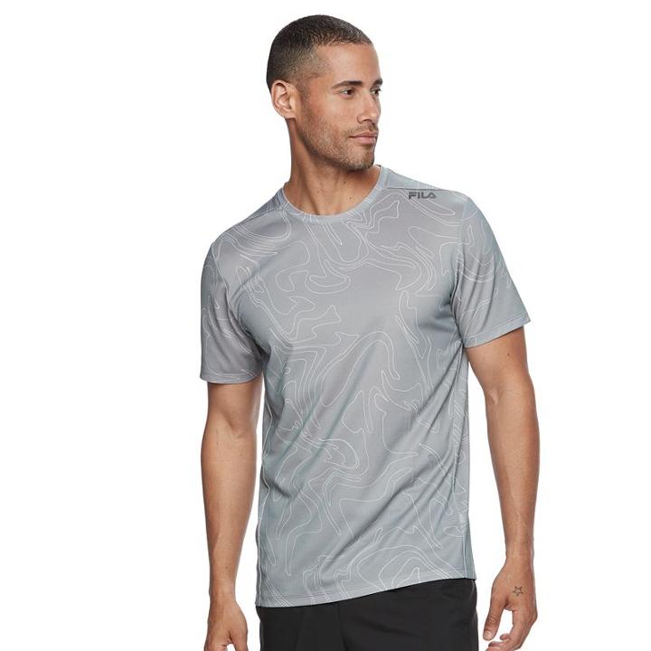 Men's Fila Sport&reg; Printed Mesh Tee, Size: Xxl, Med Grey