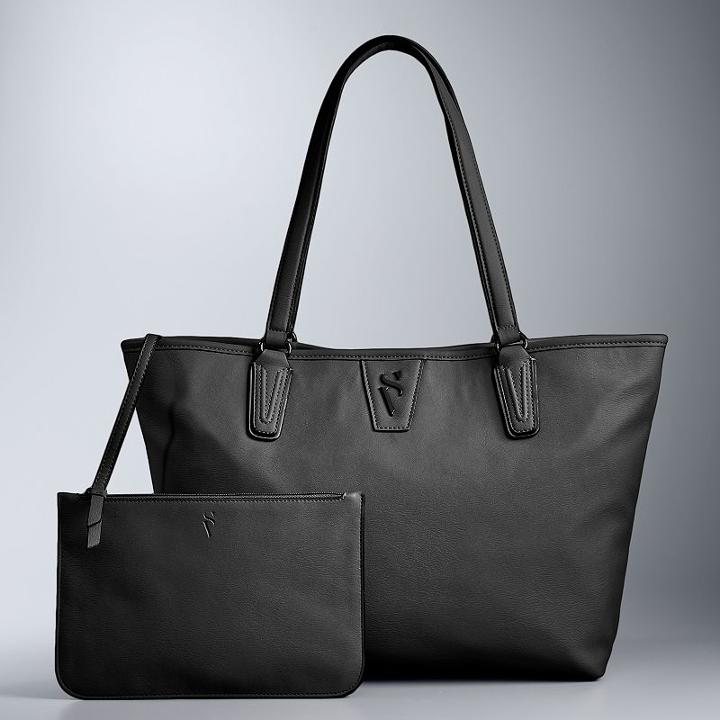 Simply Vera Vera Wang Signature Tote With Attached Pouch, Women's, Grey