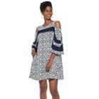 Women's Nina Leonard Print Cold-shoulder Swing Dress, Size: Medium, Blue (navy)