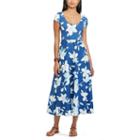 Women's Chaps Floral Fit & Flare Dress, Size: Xl, Blue