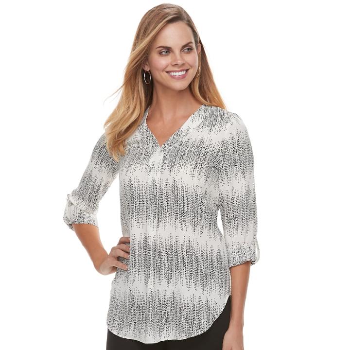 Women's Apt. 9&reg; Roll-tab Chiffon Tunic Top, Size: Xxl, Natural