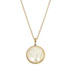 18k Gold Over Silver Mother-of-pearl And Diamond Accent Tree Of Life Pendant, Women's, Size: 18, White