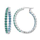 Napier Simulated Crystal Inside Out Hoop Earrings, Women's, Green