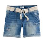 Girls 7-16 & Plus Size Mudd&reg; Crochet Belted Dark Wash Denim Midi Shorts, Girl's, Size: 14, Blue