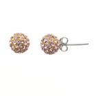 Sterling Silver Champagne Crystal Ball Stud Earrings, Women's, Brown