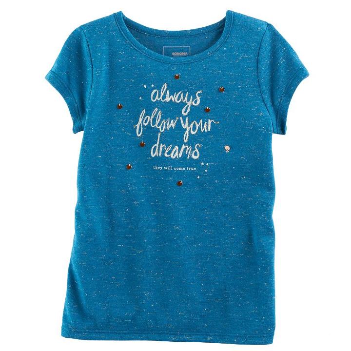 Girls 4-12 Sonoma Goods For Life&trade; Short-sleeved Embellished Graphic Tee, Girl's, Size: 4, Blue