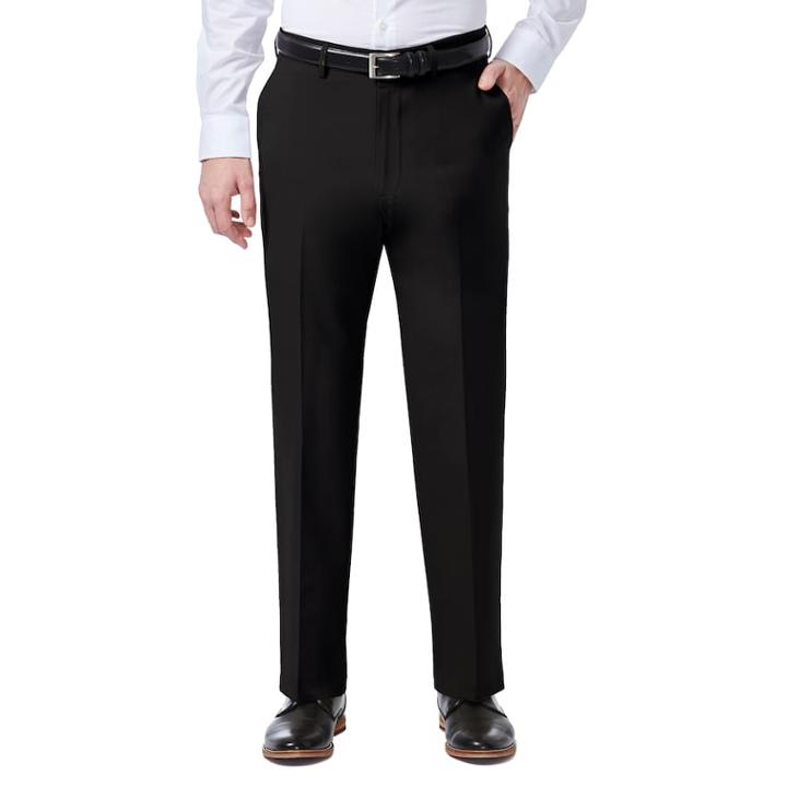 Men's J.m. Haggar Stretch Classic-fit Flat-front Dress Pants, Size: 36x30, Black