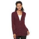 Women's Croft & Barrow&reg; V-neck Button-down Cardigan, Size: Xl, Red