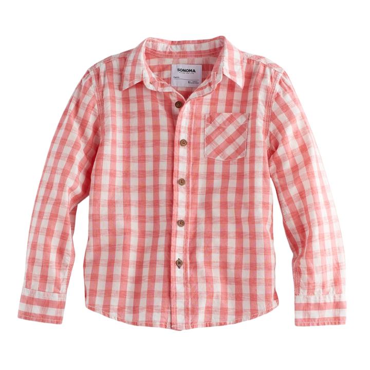Boys 4-7x Sonoma Goods For Life&trade; Gingham Plaid Shirt, Size: 7, Med Pink