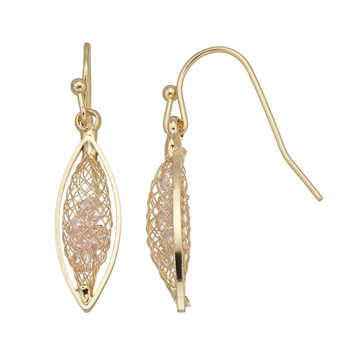 Gold Tone Cage Drop Earrings, Women's