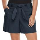 Plus Size Croft & Barrow&reg; Self-tie Shorts, Women's, Size: 20 W, Blue (navy)