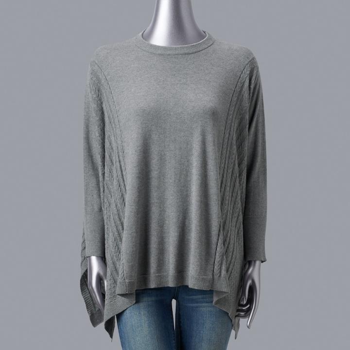 Petite Simply Vera Vera Wang Lightweight Poncho, Women's, Size: Ps/pm, Med Grey