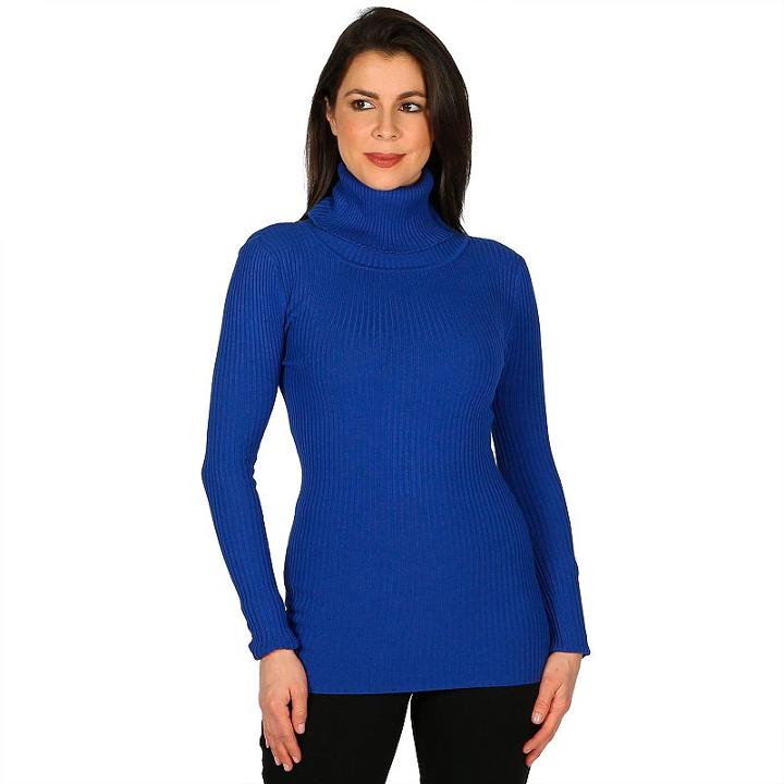 Women's Harve Benard Ribbed Turtleneck, Size: Large, Brt Blue
