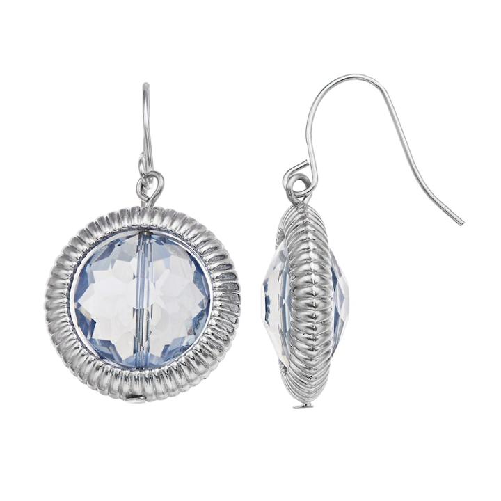 Silver Tone Blue Drop Earrings, Women's