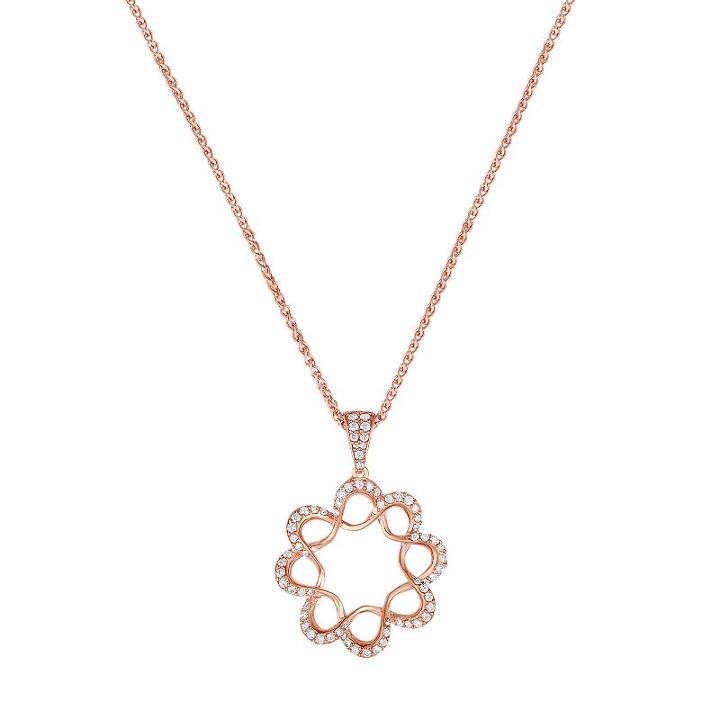 Sterling Silver Cubic Zirconia Flower Pendant Necklace, Women's, Size: 18, White