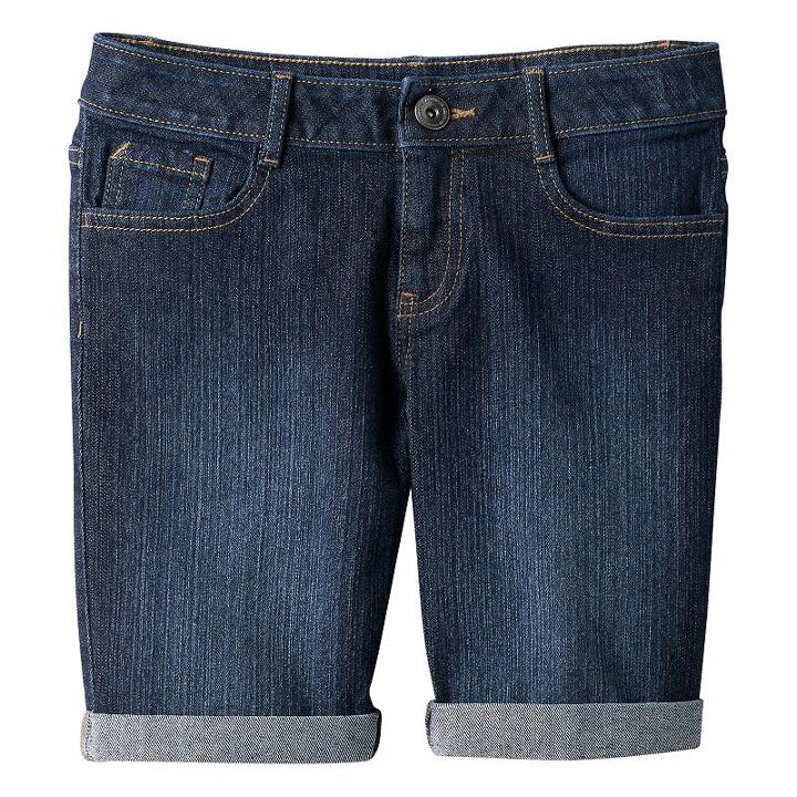 Girls 7-16 & Plus Size So&reg; Cuffed Denim Bermuda Shorts, Girl's, Size: 10 1/2, Blue