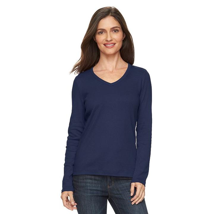 Women's Croft & Barrow&reg; Classic V-neck Tee, Size: Xl, Blue