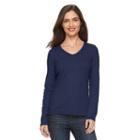 Women's Croft & Barrow&reg; Classic V-neck Tee, Size: Xl, Blue
