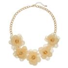 Yellow Frosted Flower Statement Necklace, Women's, White