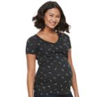 Maternity A:glow Essential Ruched V-neck Tee, Women's, Size: Xxl-mat, Black