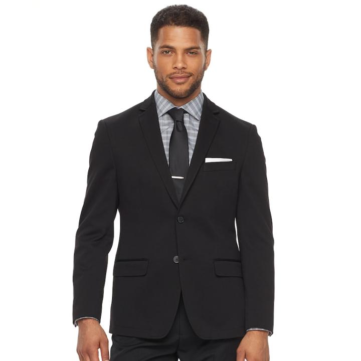 Men's Van Heusen Flex Slim-fit Knit Sport Coat, Size: 48 Long, Black