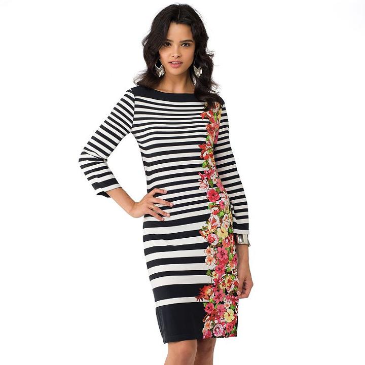 Women's Indication By Eci Striped Floral Sheath Dress, Size: 4, Brt Pink