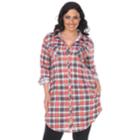 Plus Size White Mark Plaid Flannel Tunic, Women's, Size: 3xl, Orange