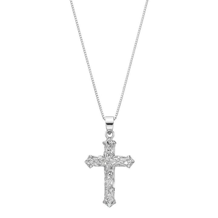 Timeless Sterling Silver Cross Pendant Necklace, Women's