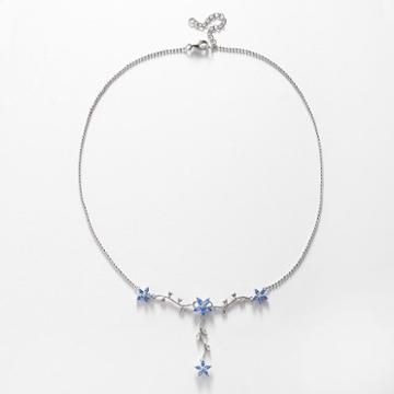 Sunstone 925 Sterling Silver Flower Y Necklace - Made With Swarovski Zirconia, Adult Unisex, Size: 18, Blue