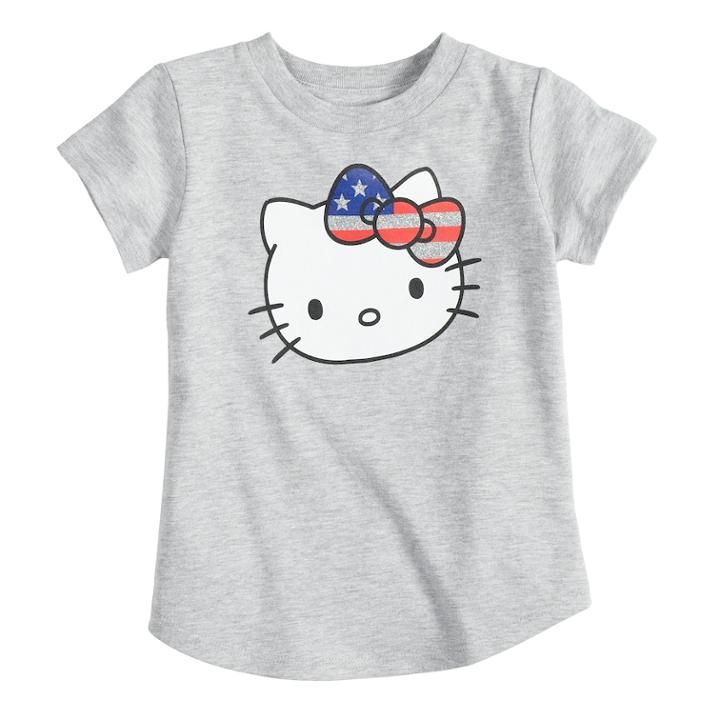 Baby Girl Jumping Beans&reg; Hello Kitty Patriotic Graphic Tee, Size: 12 Months, Med Grey