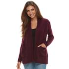 Petite Sonoma Goods For Life&trade; Supersoft Airy Shawl Collar Cardigan, Women's, Size: L Petite, Med Purple