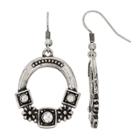Antiqued Oval Nickel Free Drop Earrings, Women's, Silver