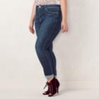 Plus Size Lc Lauren Conrad Cuffed Skinny Ankle Jeans, Women's, Size: 24 W, Dark Blue