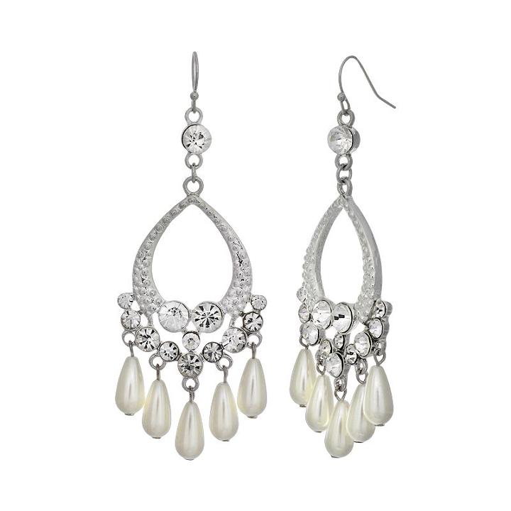 Crystal Allure Chandelier Earrings, Women's, White