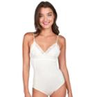 Juniors' Candie's&reg; Lace Trim Bodysuit, Teens, Size: Medium, White