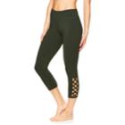 Women's Gaiam Shilo Strappy Yoga Midrise Capri Leggings, Size: Small, Green