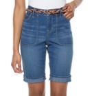 Petite Gloria Vanderbilt Rachel Belted Bermuda Shorts, Women's, Size: 6 Petite, Blue