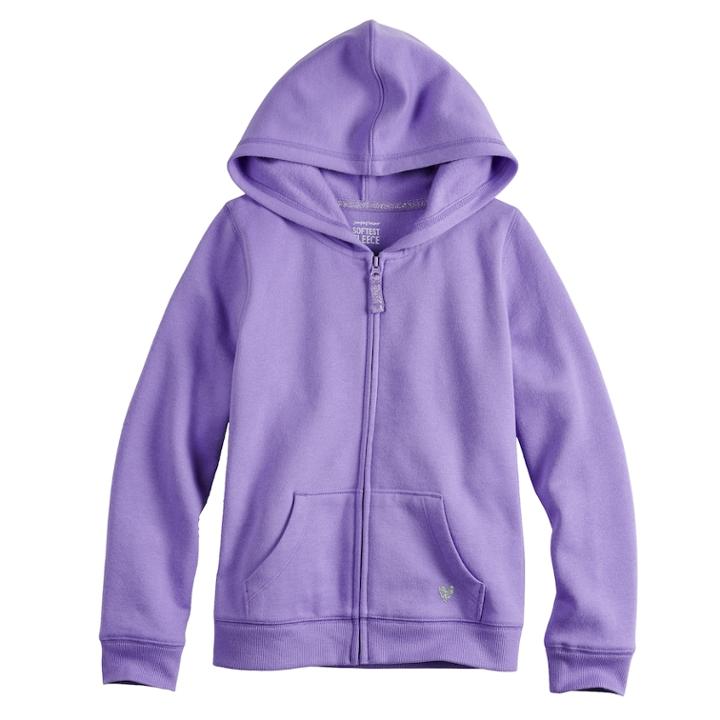 Girls 4-10 Jumping Beans&reg; Fleece Zip-up Hoodie, Size: 7, Med Purple