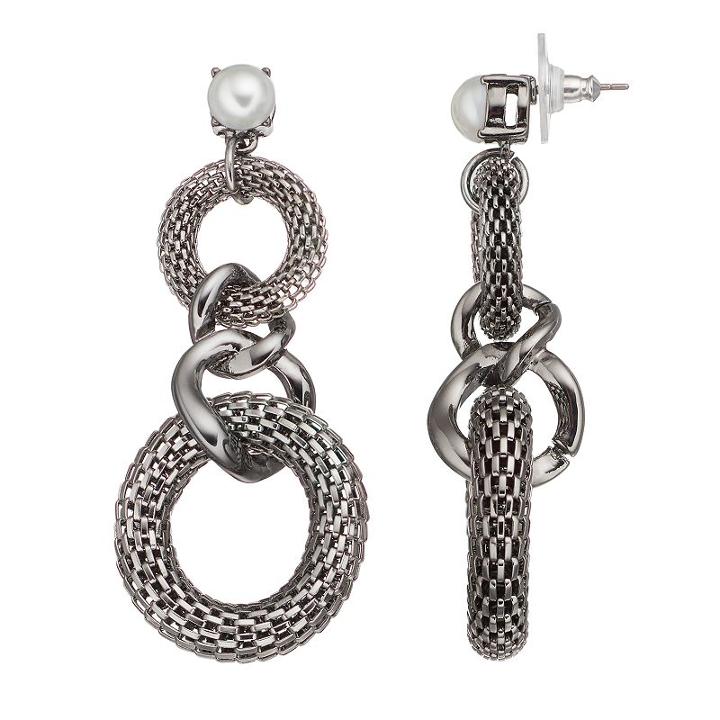 Simply Vera Vera Wang Mesh Link Nickel Free Drop Earrings, Women's, White